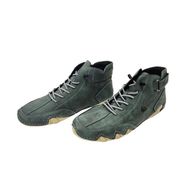 Mens Dbeck Green Leather High-Top Sneakers Shoes Size 43 US 9.5 - Picture 6 of 10